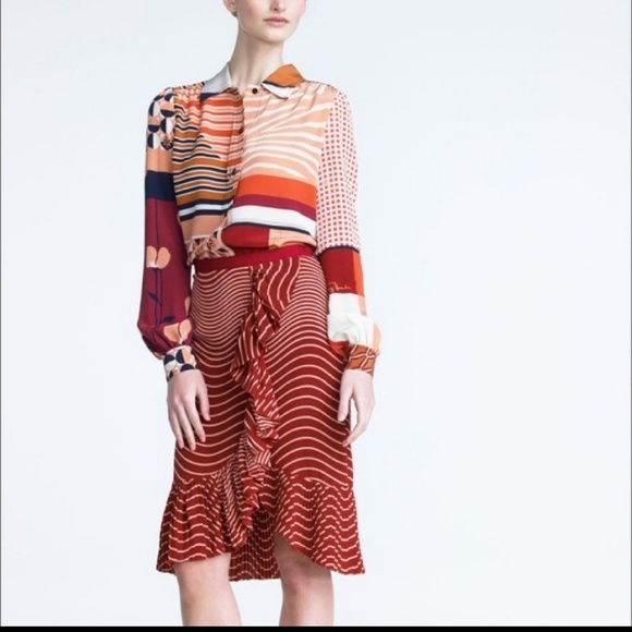 Tory Burch Opalina ruffled silk skirt size 6 NWT - Picture 2 of 7